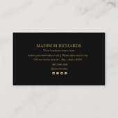 Eleganter Luxus-Marmor Gold Black Business Card Visitenkarte (Rückseite)