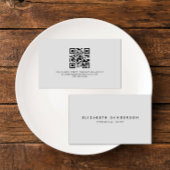 Eleganter Luxus Minimal Grau QR CODE Visitenkarte
