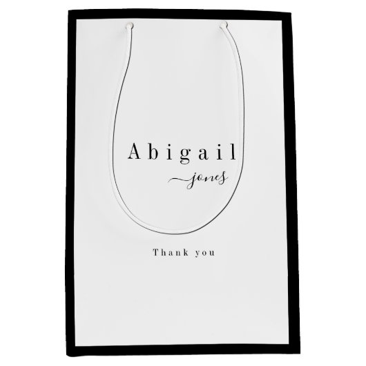 Eleganter Luxus Minimalistischer Skriptname Person Mittlere Geschenktüte (Vorderseite)