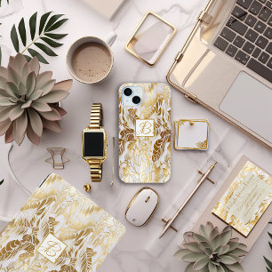 Eleganter Luxus Mit Monogramm Gold und Elfenbeinkü Case-Mate iPhone Hülle