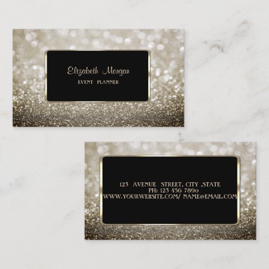 Eleganter Luxus, modern, Glittery Bokeh Visitenkarte (Vorne/Hinten)