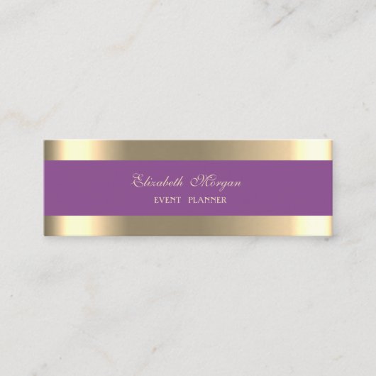 Eleganter Luxus modern,Gold gestreift,Violett Mini Visitenkarte (Vorderseite)