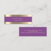 Eleganter Luxus modern,Gold gestreift,Violett Mini Visitenkarte (Vorne/Hinten)