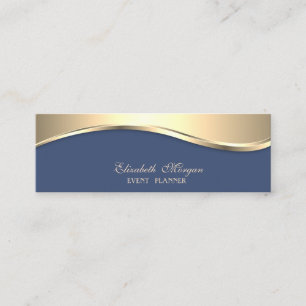 Eleganter Luxus  Modern, Gold, Navyblau Mini Visitenkarte