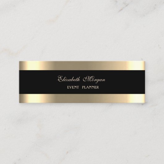 Eleganter Luxus modern, schwarz, Gold gestreift Mini Visitenkarte (Vorderseite)