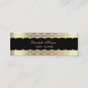 Eleganter Luxus modern, schwarz, Gold gestreift, S Mini Visitenkarte