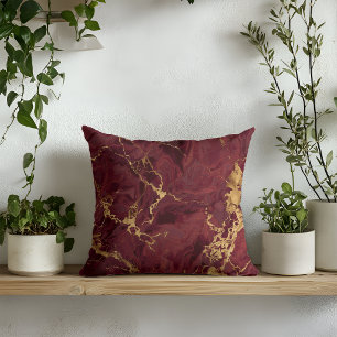 Eleganter Luxus Moderne Burgunderrot Gold Marmor Kissen