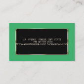 Eleganter Luxus Moderne Green, Black Frame Visitenkarte (Rückseite)