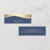 Eleganter Luxus Modernität, Gold, Navy Blue Mini Visitenkarte (Vorne/Hinten)