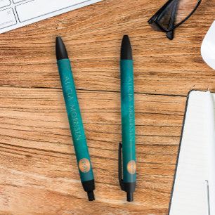 Eleganter Luxus-Monogramm personalisiert Gold Grün Kugelschreiber