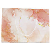 Eleganter Luxus-Peach-and-Gold-Marmoreffekt Große Geschenktüte (Rückseite)