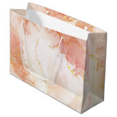 Eleganter Luxus-Peach-and-Gold-Marmoreffekt Große Geschenktüte (Vorderseite Schrägansicht)