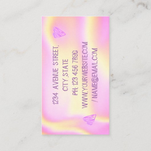 Eleganter Luxus Pink Sweet Holographi Business Car Visitenkarte (Rückseite)