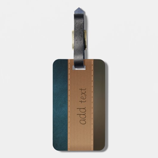 Eleganter Luxus, Retro, Streifen grüner Leder Gepäckanhänger (Rückseite vertikal)