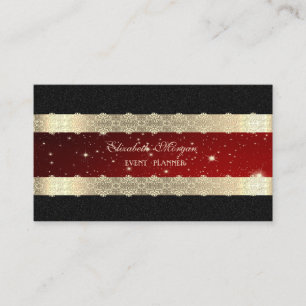 Eleganter Luxus Rot,Gold gestreift,Spitze,Schwarz Visitenkarte