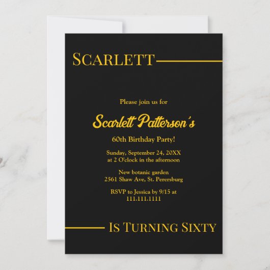 Eleganter Luxus Schwarz und Gold Moderner Geburtst Einladung (Vorderseite)