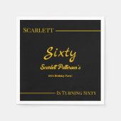 Eleganter Luxus Schwarz und Gold Moderner Geburtst Serviette (Vorderseite)