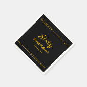 Eleganter Luxus Schwarz und Gold Moderner Geburtst Serviette (Ecke)