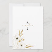 Eleganter Luxus Schwarz-weiße Hochzeit mit Blumen Einladung (Rückseite)