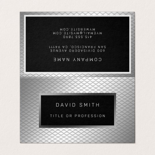 Eleganter Luxus Silbermetall Visitenkarten (Außenseite Aufgefaltet)