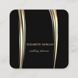 Eleganter Luxus Stilvoll einfach, Gold, schwarz Quadratische Visitenkarte