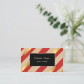 Eleganter Luxus Stilvoll gestreift, rot, schwarz Visitenkarte (Stehend Vorderseite)