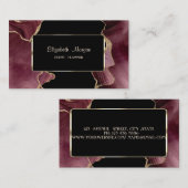 Eleganter Luxus Stilvoll, modern, Burgund Agate Visitenkarte (Vorne/Hinten)