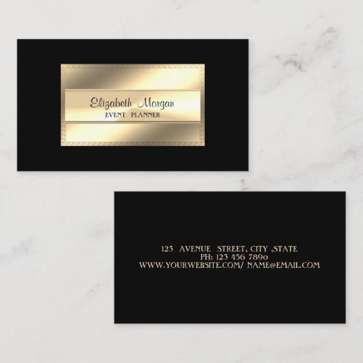 Eleganter Luxus Stilvoll, schwarz, Rahmen Visitenkarte (Vorne/Hinten)