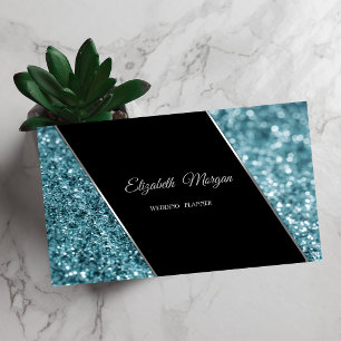 Eleganter Luxus Stilvoller blauer Glitter-Bokeh Visitenkarte