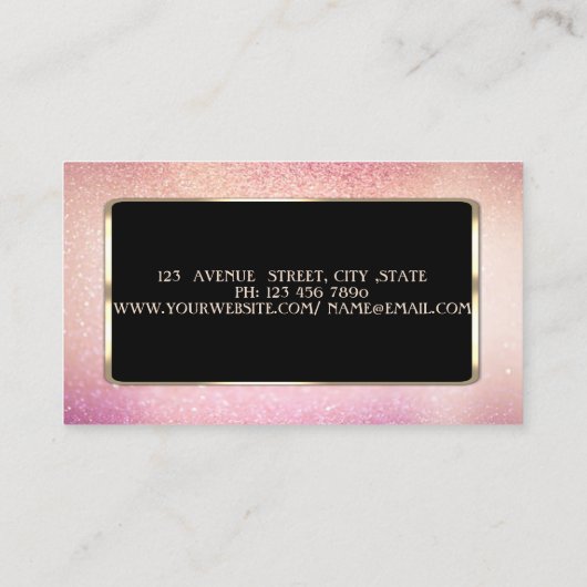 Eleganter Luxus Stilvoller Glitzer, Rahmen Visitenkarte (Rückseite)