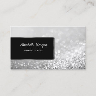 Eleganter Luxus Stylisches Silber Glitter Bokeh Visitenkarte