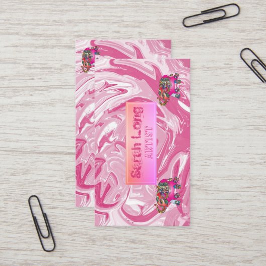 Eleganter Luxus Sweet Pink Marmor Elefant Visitenkarte (Vorderseite/Rückseite Beispiel)
