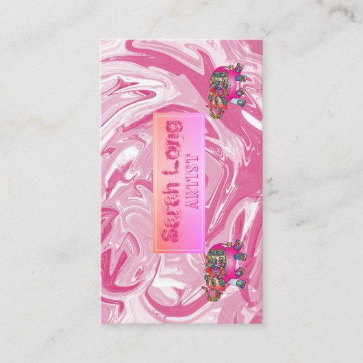 Eleganter Luxus Sweet Pink Marmor Elefant Visitenkarte (Vorderseite)