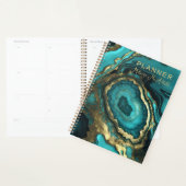 Eleganter Luxus Teal-Achat & Gold-Geode-Marmor Planer (Anzeige)