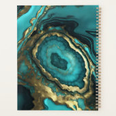 Eleganter Luxus Teal-Achat & Gold-Geode-Marmor Planer (Rückseite)