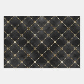 Eleganter Luxus Vintag Schwarzes Gold Geschenkpapier Set (Vorderseite)