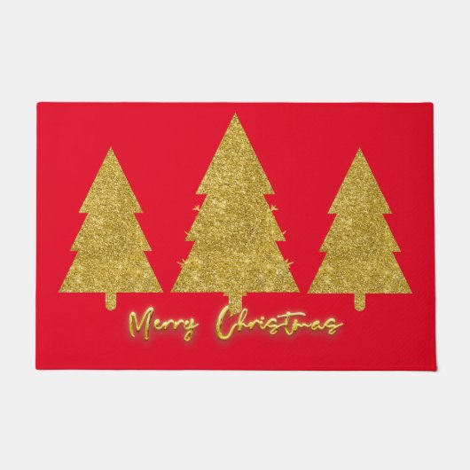 Eleganter Luxus Weihnachtsgottbaum Glitzer Rot Fußmatte (Vorderseite)
