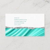 Eleganter Luxus, weiß silber aquamarinen Glitzer b Visitenkarte (Rückseite)