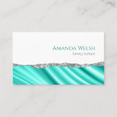 Eleganter Luxus, weiß silber aquamarinen Glitzer b Visitenkarte (Vorderseite)