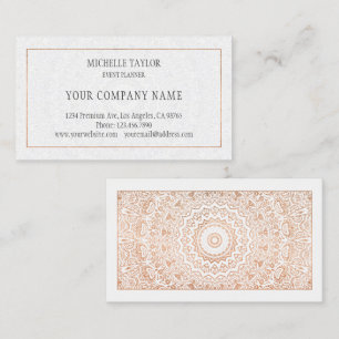 Eleganter Luxus White Rose Gold Mandala Glamour Visitenkarte