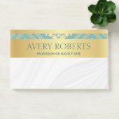 Eleganter Luxus Zyanischer Golddamast Post-it Klebezettel (Büro)