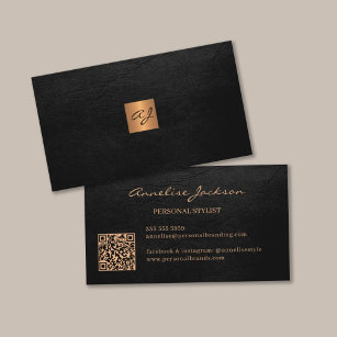 Eleganter Luxusgold-Monogramm QR-Code Visitenkarte