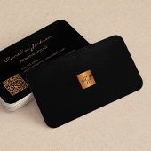 Eleganter Luxusgold-Monogramm QR-Code Visitenkarte