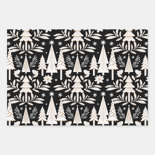 Eleganter Luxusurlaub Evergreen Forest & Floral Geschenkpapier Set (Vorderseite 2)