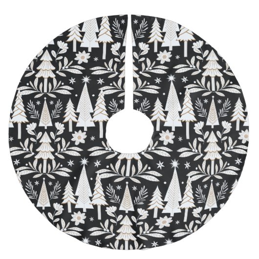 Eleganter Luxusurlaub Evergreen Forest & Floral Polyester Weihnachtsbaumdecke (Vorderseite)