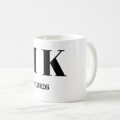 Eleganter M & K Kursiver Monogramm Anfangsbuchstab Kaffeetasse (VorderseiteRechts)