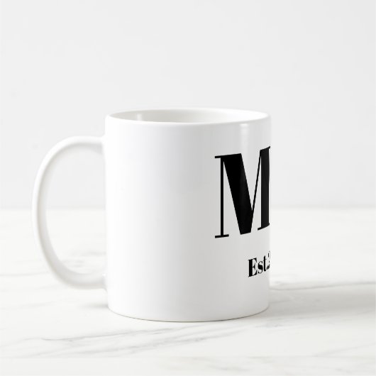 Eleganter M & K Kursiver Monogramm Anfangsbuchstab Kaffeetasse (Links)