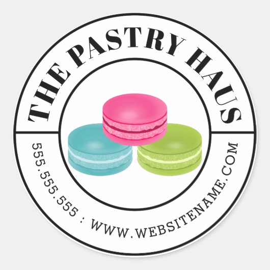 Eleganter Macaron und gekurbelter Text Runder Aufkleber (Vorderseite)
