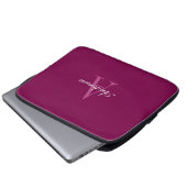 Eleganter Magenta Rot, Rosa und Weiß Name & Monogr Laptopschutzhülle (Vorne Knopf)