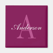 Eleganter Magenta Rot, Rosa und Weiß Name & Monogr Magnet (Vorne)